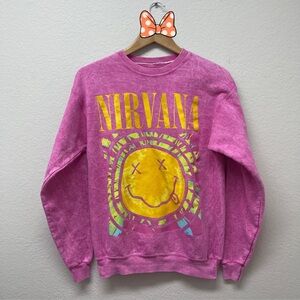 URBAN OUTFITTERS Pink Nirvana Y2K Crewneck